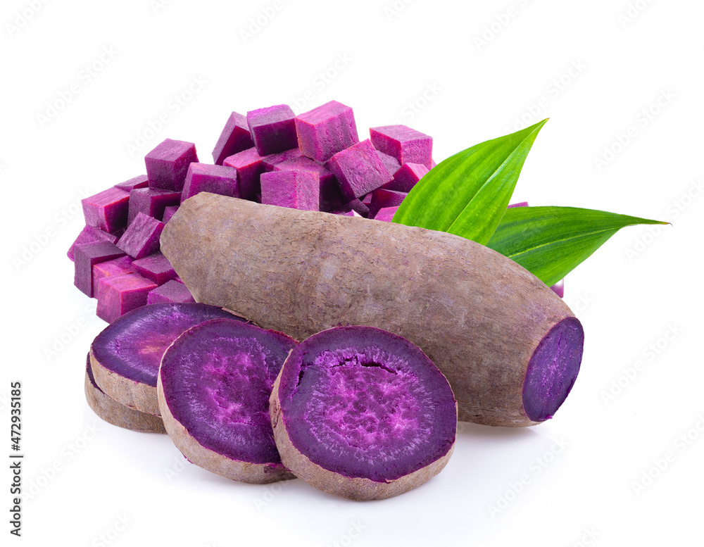 purple yams on isolated white background. full depth of field purple yams on isolated white background. full depth of field
