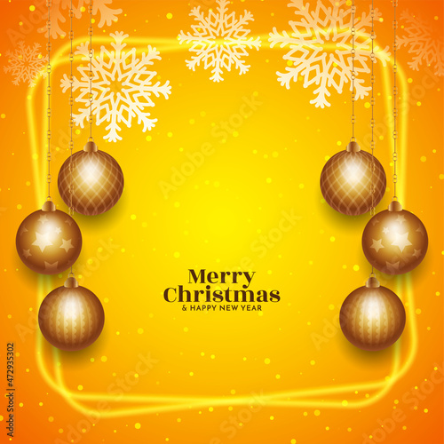 Bright yellow Merry Christmas festival background design