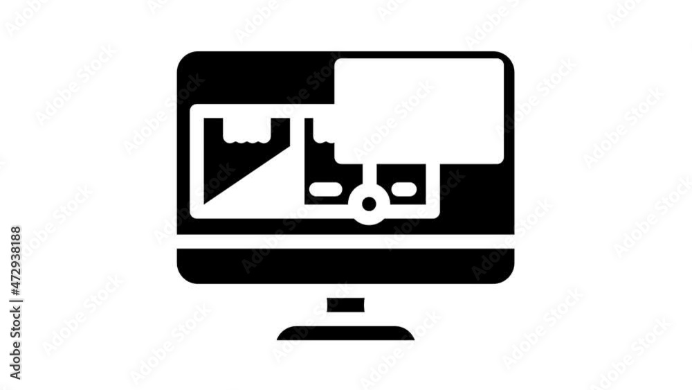 Wholesale Service glyph icon animation. Sea Transportation And Carrying In Truck, Carton And Wooden Box, Broker Wholesale And Logistics Support