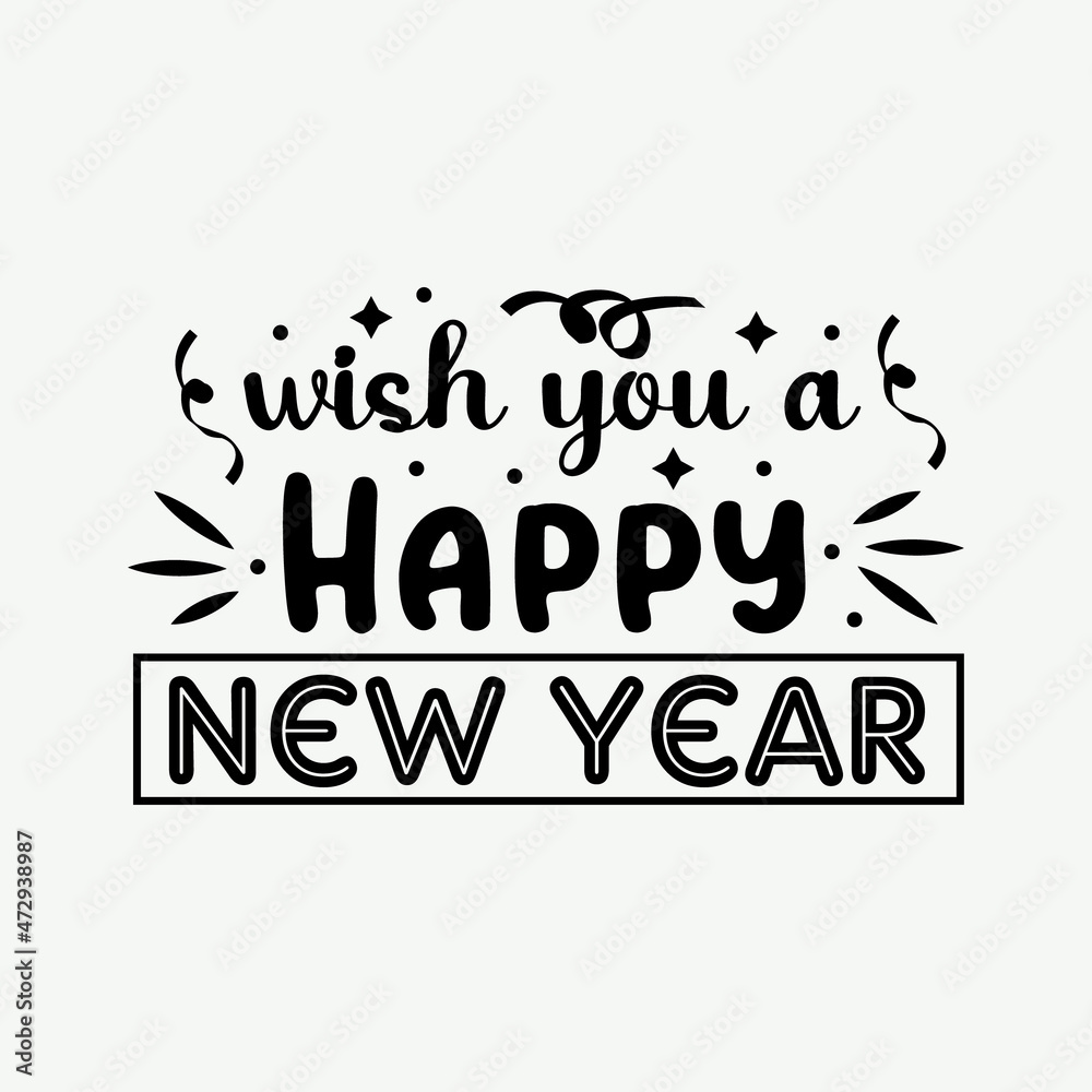 Wish you a happy new year typography