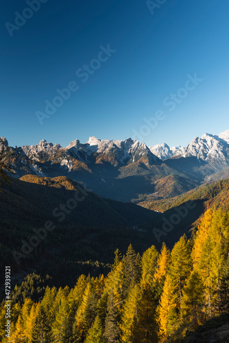Panoramic view during an autumn trekking in the Dolomites, Italy © Massimo