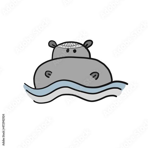 Hippopotamus, cute hippo face for your design