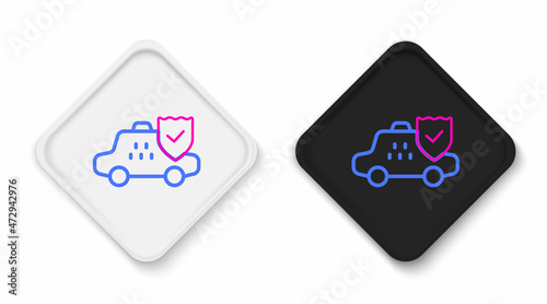 Line Taxi car insurance icon isolated on white background. Colorful outline concept. Vector