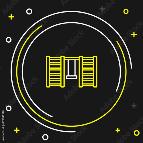 Line Wooden Swedish wall icon isolated on black background. Swedish stairs. Colorful outline concept. Vector