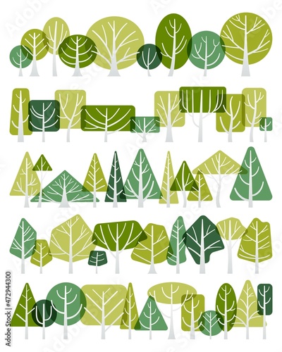 vector set of side view trees.