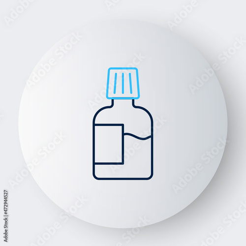 Line Mouthwash plastic bottle icon isolated on white background. Liquid for rinsing mouth. Oralcare equipment. Colorful outline concept. Vector