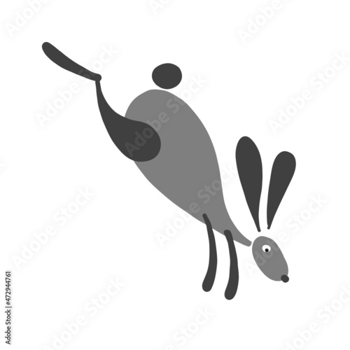 Funny Art Rabbit isolated on white for your design