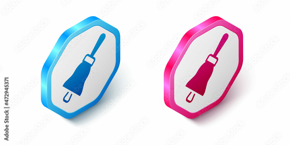 Isometric Ringing bell icon isolated on white background. Alarm symbol, service bell, handbell sign, notification symbol. Hexagon button. Vector Isometric Ringing bell icon isolated on white background. Alarm symbol, service bell, handbell sign, notification symbol. Hexagon button. Vector