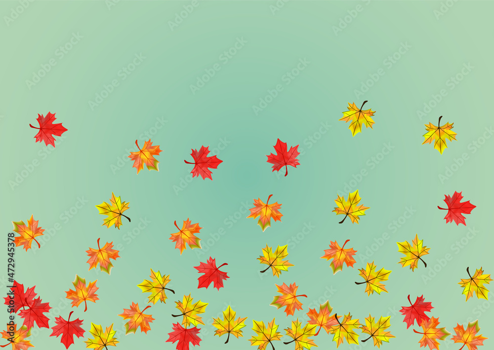Golden Foliage Background Green Vector. Leaf Shape Illustration. Colorful Abstract Plant. Season Floral Card.