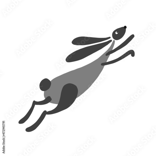 Funny Art Rabbit isolated on white for your design