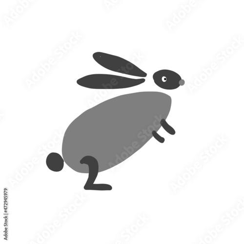 Funny Art Rabbit isolated on white for your design