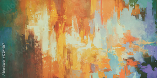 Abstract picturesque background with paint strokes and splashes