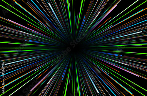 Fototapeta Naklejka Na Ścianę i Meble -  Abstract background neon glow colors, cosmic speed concept, dynamic hyperspace tunel 3D science fiction vector illustration.