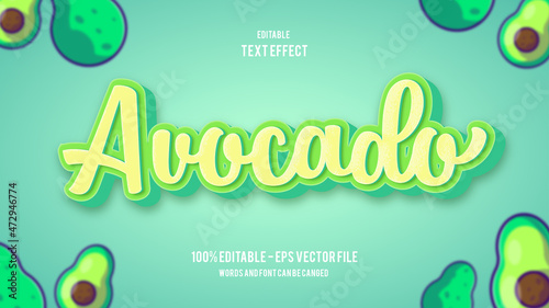 Avocado Cartoon Style editable text effect