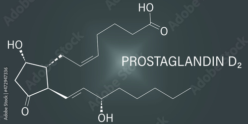 Prostaglandin D2  PGD2 molecule. Skeletal formula.  