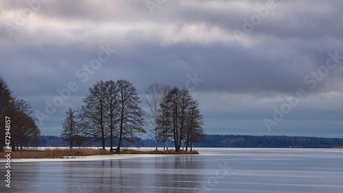 The first ice on Lake Tuusula in December in Jarvenpaa: Rantapuisto.