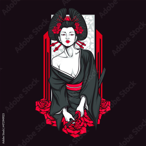 Wallpaper Mural samurai geisha