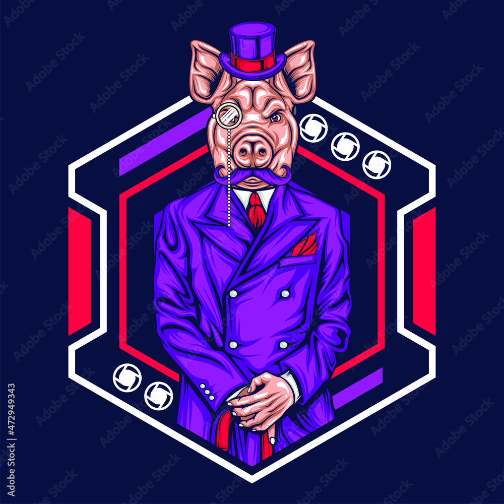 cool pig head man cool pig head man