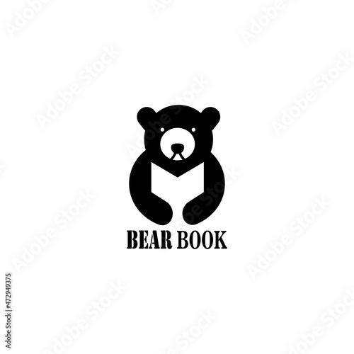 book bear simple logo vector design illustration abstract