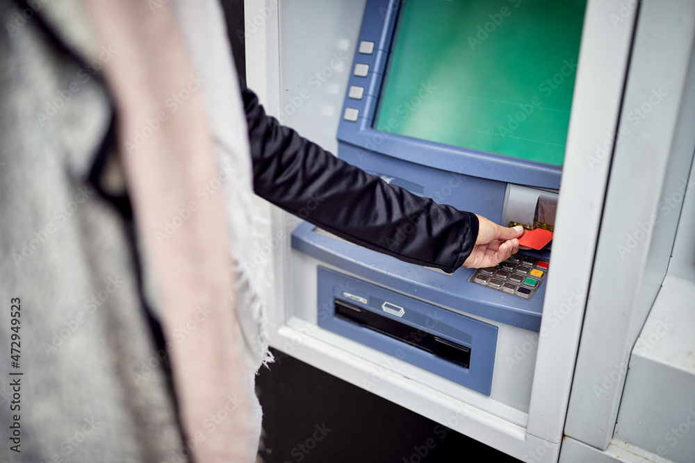 credit card into street atm bank to withdraw money credit card into street atm bank to withdraw money