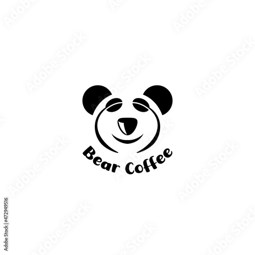 coffee bear logo illustration design vector