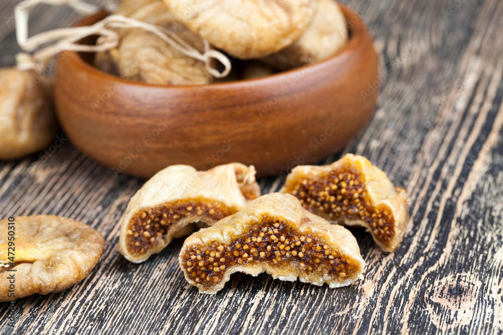 ripe dried figs with a large number of seeds