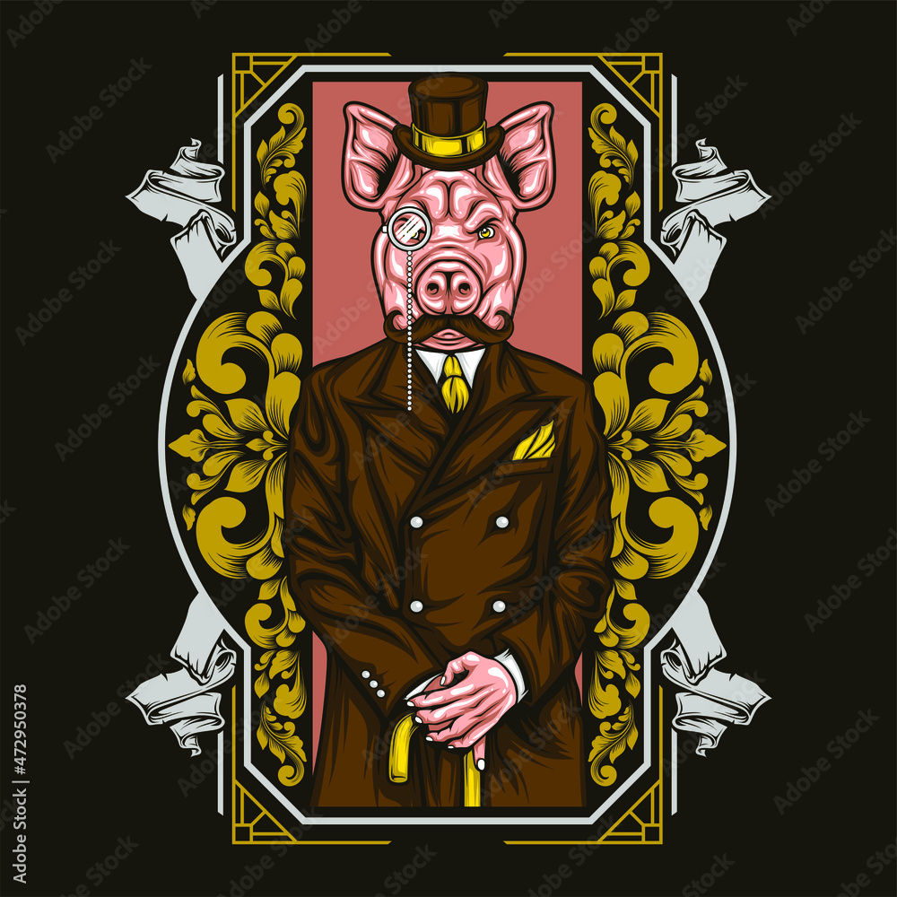 Obraz premium cool pig head man