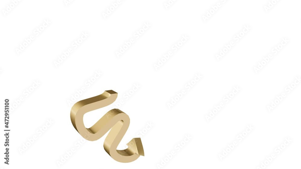 Golden 3d arrow moving along regular shape on white background. Golden 3d arrow moving along regular shape on white background.