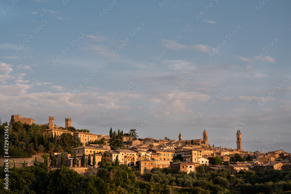 Montalcino Cityscape with Fortress and Skyline on a Summer Morning