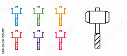 Set line Medieval battle hammer icon isolated on white background. Set icons colorful. Vector