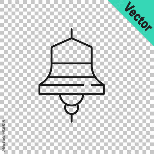Black line Ship bell icon isolated on transparent background. Vector