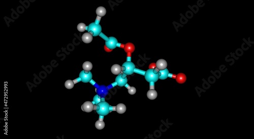Acetyl-L-carnitine molecular structure isolated on black