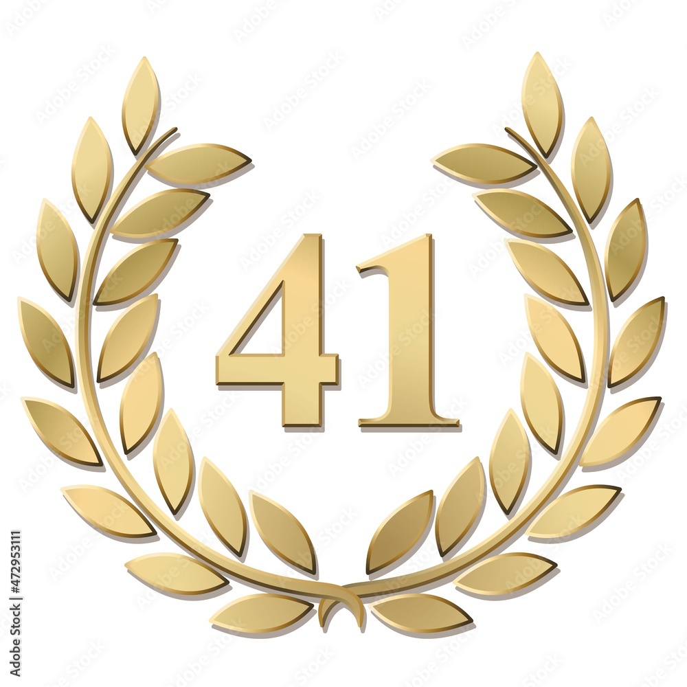 3D gold laurel wreath 41 vector isolated on a white background	 - obrazy, fototapety, plakaty 