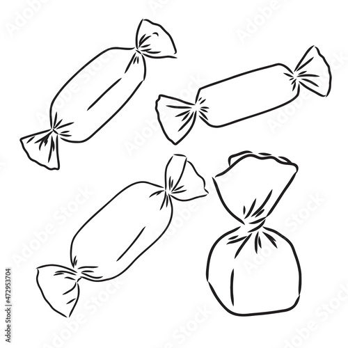 Tracing sketch of set of different candy.