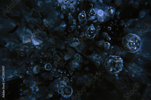 air under ice bubbles, abstract seasonal winter cold background outside nature