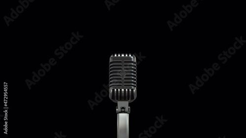 3d render of a vintage microphone, 360° rotation with alpha channel