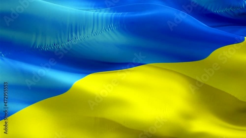 Ukraine flag. National 3d Ukraine flag waving. Sign of Ukrainian seamless loop animation. Ukraine flag HD Background. Ukrainian flag isolated Closeup 1080p Full HD video for presentation for Victory d photo