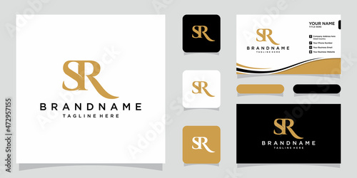 Initial Letter SR or RS typography logo design vector with business card design