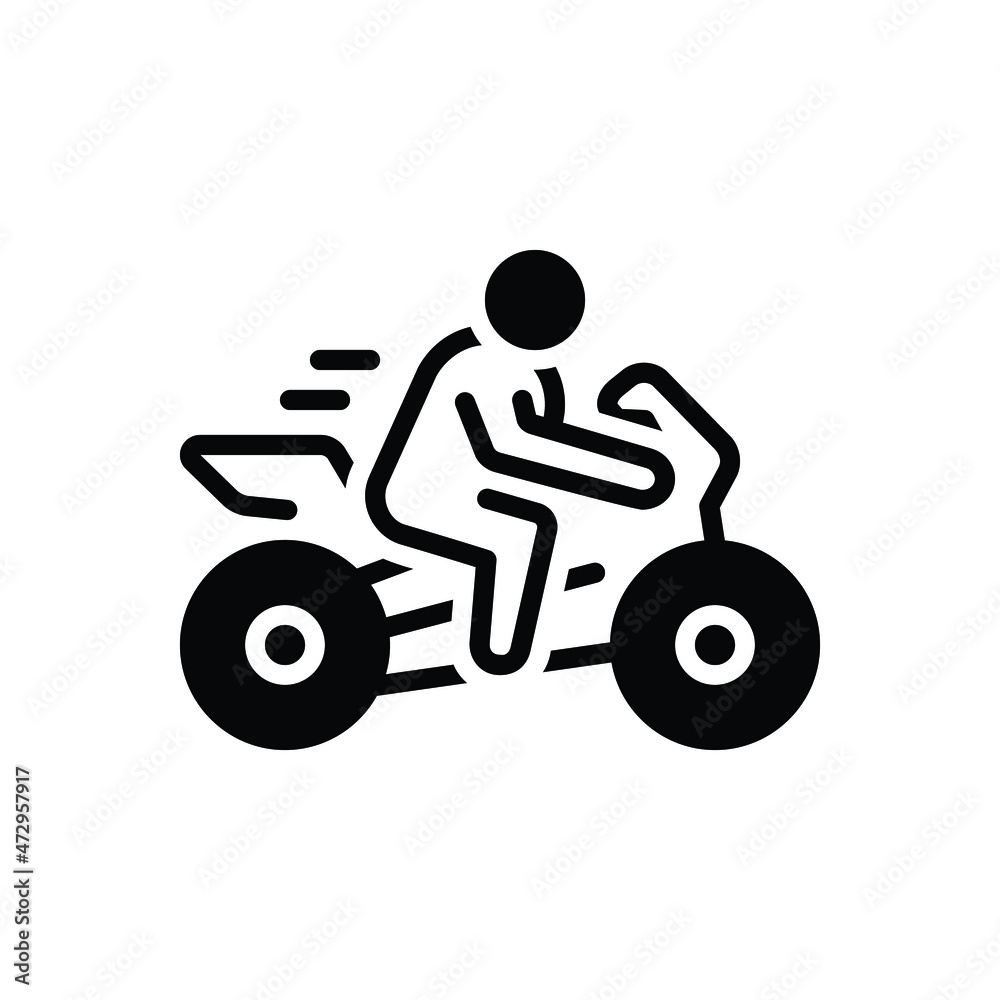 Black solid icon for rider