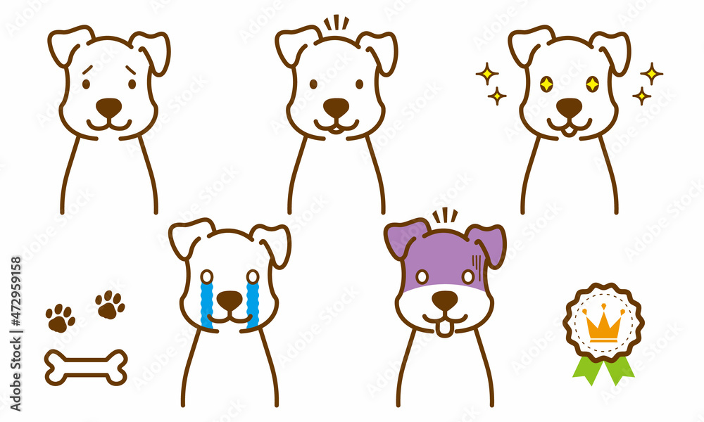 Obraz premium かわいい犬のポーズセット02 茶色