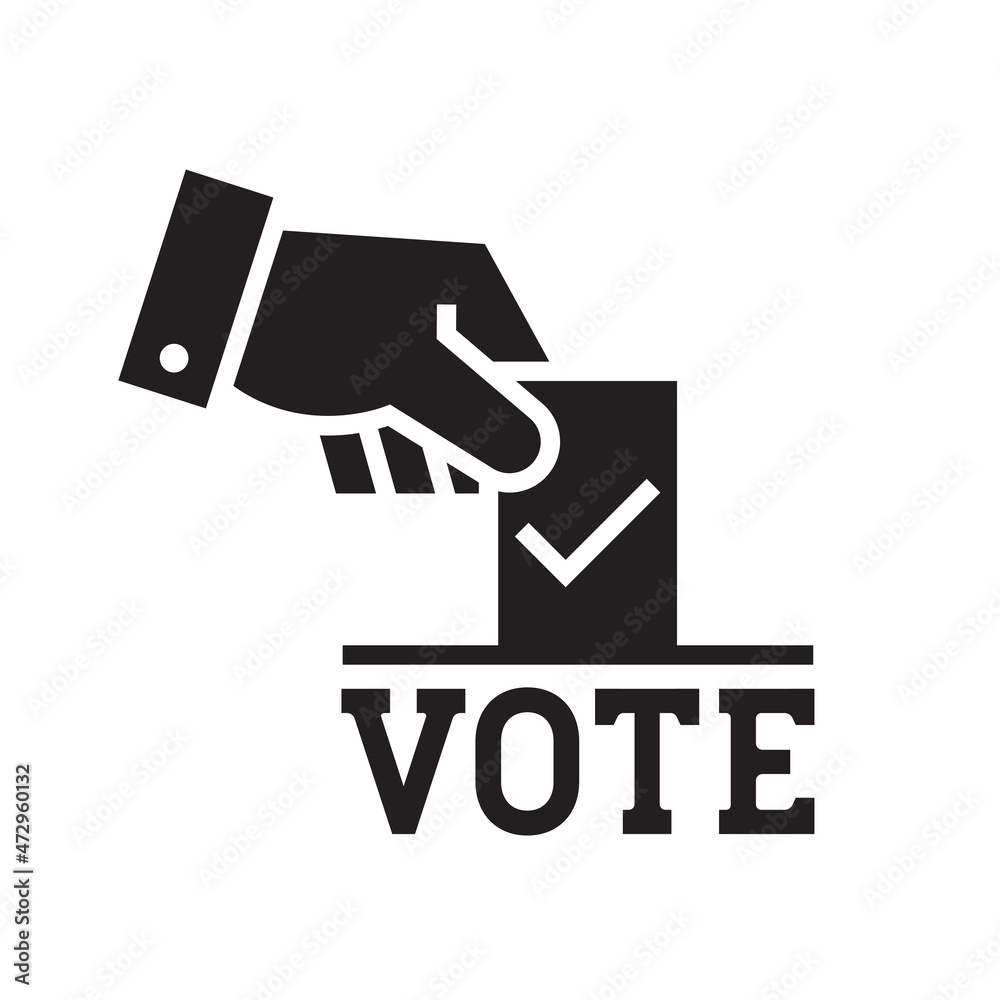 Hand voting ballot box icon, Election Vote concept, Simple flat design for web site, logo, app, UI, Vector illustration