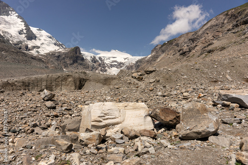 Stony path to the Pasterze glacier in Austria. In Summer 2021 photo