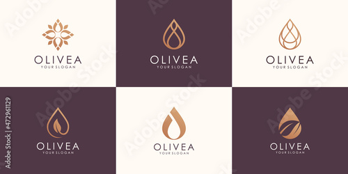 set of abstract minimalist oil with line concept logo design
