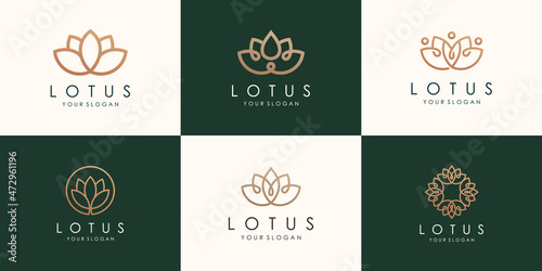 set of abstract lotus flower logo design