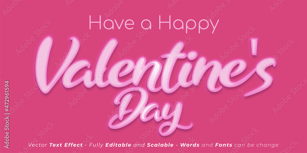 Realistic editable 3d style text valentine's day background