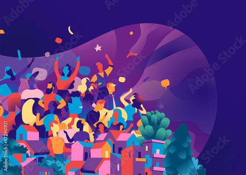 Abitanti della città festeggiano insieme