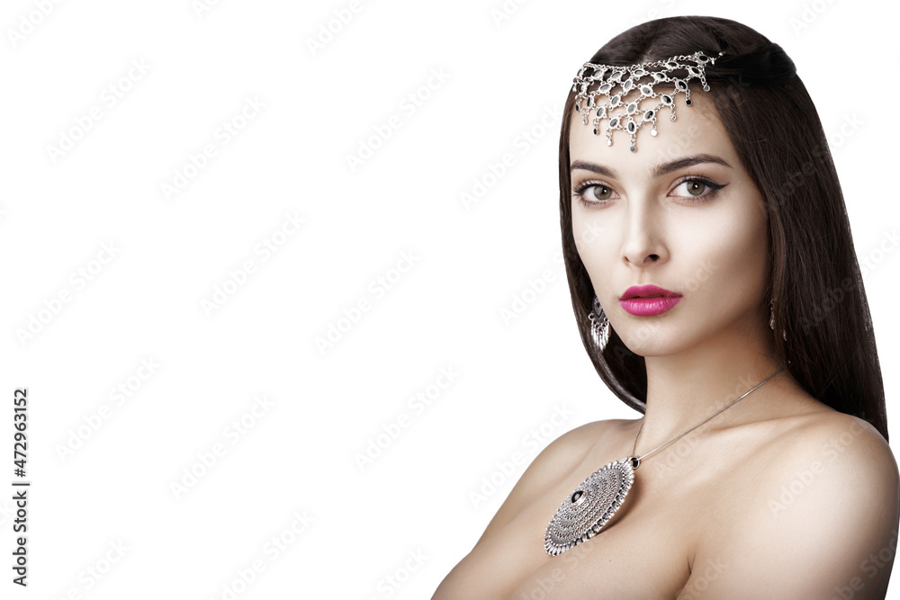 portrait of a girl with ornaments. portrait of a girl with ornaments.