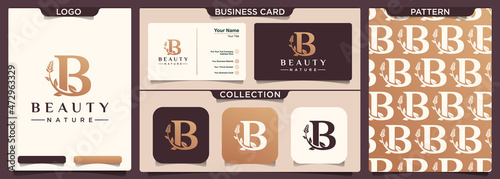 letter B with flower logo design.