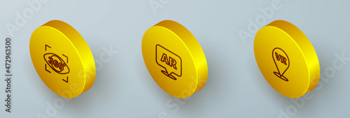 Set Isometric line 360 degree view, Augmented reality AR and Virtual icon. Vector