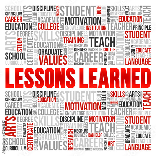 Lessons Learned word cloud, education concept background
